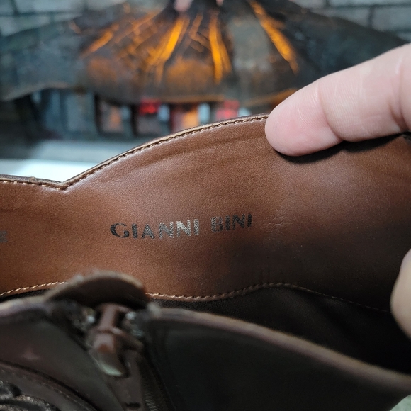 Gianni Bini Rhodes Embroidered Brown Knee High Riding Boot Women's Size 6.5M - Picture 10 of 14